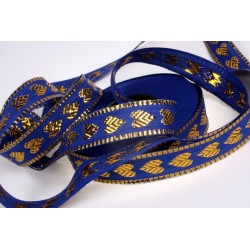 Bleu Profond Feuillé Or 2 cm