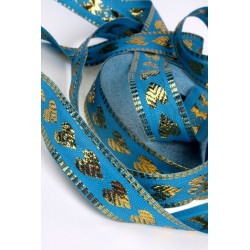 Turquoise Feuille Or 2 cm