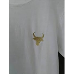 T. shirt Blanc Cousu d'Or Taureau Or 100% coton